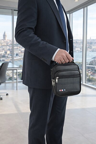 Newish Polo Postacı El Omuz Çantası Kareli Suni Deri Kasasız-Küçük Boy (Ekono...