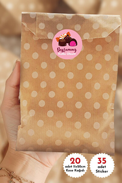 Bimotif Bayrama Özel Hediye Seti, 20li kese kağıdı (11x20 cm) ve 30 adet İyi ...