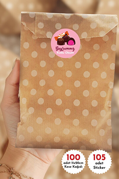 Bimotif Bayrama Özel Hediye Seti, 100lü kese kağıdı (11x20 cm) ve 105 adet İy...