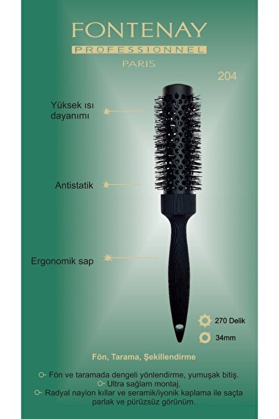 Fontenay Paris Επαγγελματική βούρτσα μαλλιών Black Melissa 204
