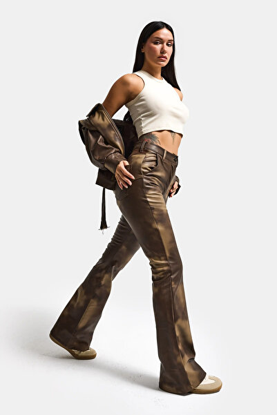 it's basic Ženske kožne pantalone sa tie-dye bojama w5-16, širokog kroja, pri...