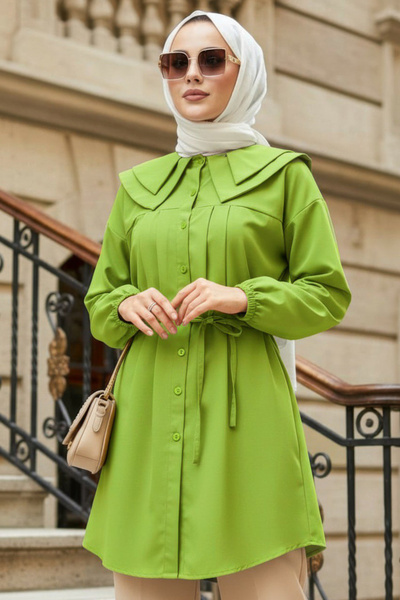 N.S NEVA STYLE Buttoned Green Hijab Tunic 20228Y