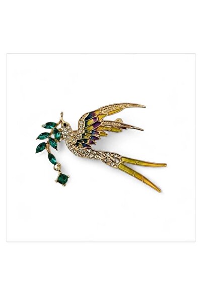 ESJ Kristal Zirkon Taş Barış Güvercini Kadın Broş Ebat: 4,5*6,4 cm