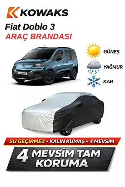 KOWAKS Fiat Doblo 3 Oto Branda, Araba Brandası, Siyah-Gri