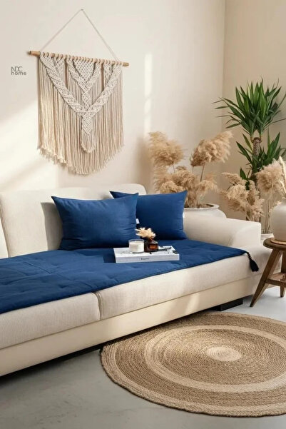 NDC HOME Pernă de scaun / saltea din in Piremium albastru marin, prietenoasă ...