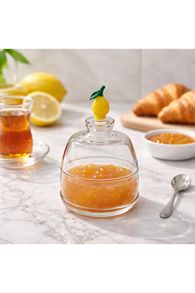 ADAMODART Lemon Figured Glass Lid Jam Bowl & Sugar Bowl