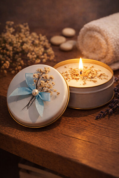 Misse Metal Kutuda Kokulu Aromaterapi Soya Wax Mum