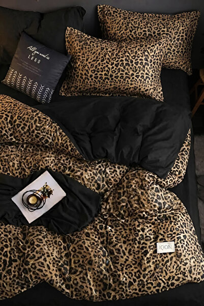 İQON Elastična Set posteljine - Ğkarshaflı Jednokrevetno Crna Pantera