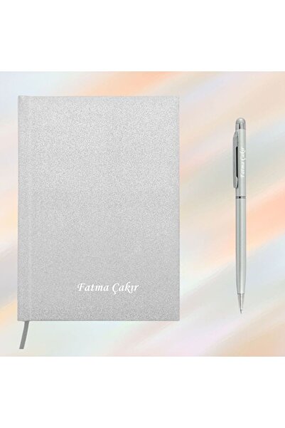 HediyesiBizden Kişiye Özel Isim Baskılı Çizgili Süngerli Ip Ayraçlı Defter Ve...