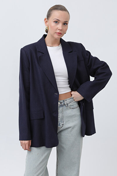 BellaVita Botuique Blazer Ceket 2026 Yeni Sezon Şık Lacivert Oversize Ceket