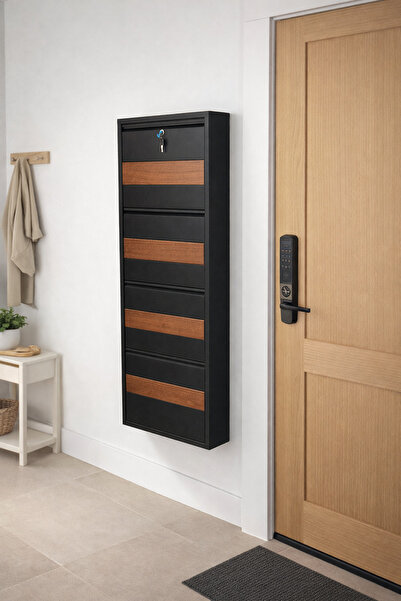 KARLI 4 LÜ SİYAH (KİLİTLİ) DESENLİ METAL AYAKKABILIK