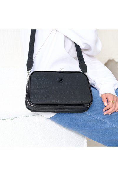 Just Polo Justpolo Women's Black 6 Compartment Shoulder Crossbody Bag