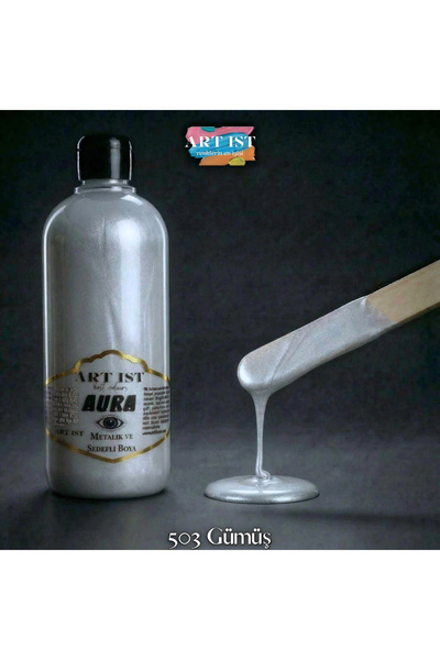 ART IST AURA Sedefli ve Vernikli Metalik Akrilik Boya 500 ml – 503 Gümüş | Ah...