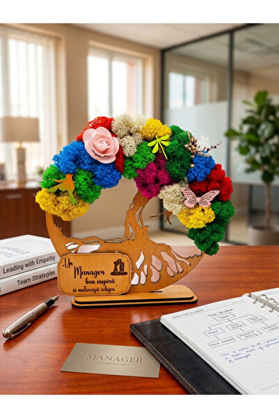 OEM Cadou Copacul Vietii, cu licheni stabilizati, din lemn bej, „Manger”, 20c...