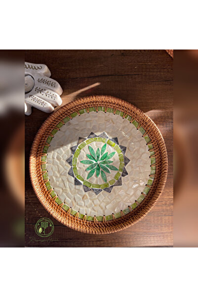 Renesse Home صينية أريا المصنوعة يدويًا من الخيزران مقاس 35 سم - صينية تقديم ...