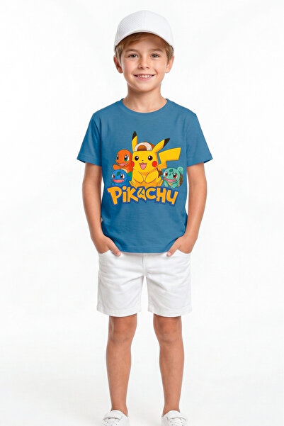 BookOrBook Pikachu Charmander Bulbasaur %100 Pamuk Premium Kalite Çocuk Tişör...
