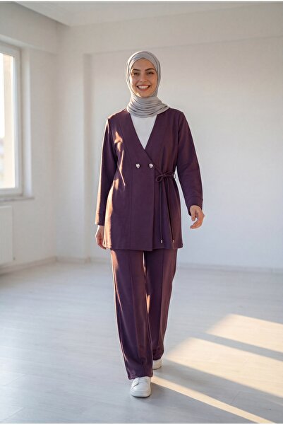 BENAHOLL Σετ Πικέ με Παντελόνι με Διπλά Κουμπιά και Δέσιμο Belda - EY2510 Δαμ...