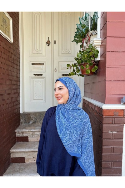 Dielle Mavi Etnik Desen Kraş