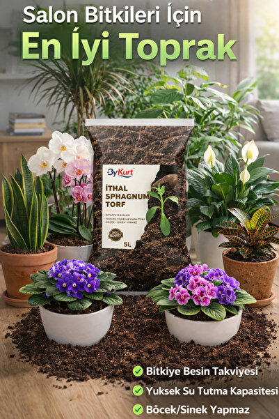 ByKurt 5L Premium Bitki Toprağı İthal Sphagnum TS1 Torf Sinek Böcek Yapmaz To...