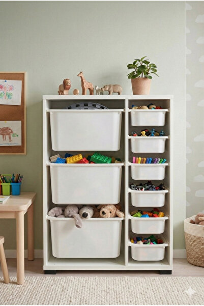 decosense 9 Çekmeceli Çok Amaçlı Oyuncak Dolabı ve Saklama Ünitesi – Çocuk Od...