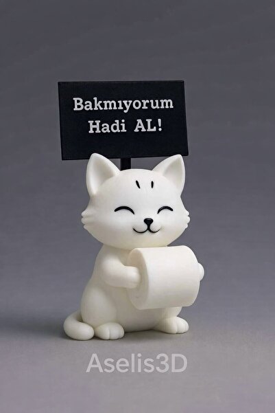 Akay3dPrint AKAY3D Tuvalet Kağıdı Uzatan Tasarım Kedi, Sevimli Kedi Süsü, Tuv...