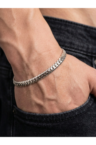 EFAYNU هدية رأس السنة الجديدة للجنسين، سوار من الفولاذ الفضي غير قابل للصدأ