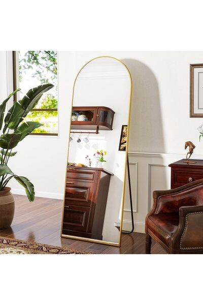 Generic مرآة كاملة الطول 60x180سم ، مع حامل مقوس، مرآة أرضية، مرآة حائط، معلق...