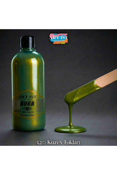 ART IST AURA Sedefli ve Vernikli Metalik Akrilik Boya 500 ml – 520 Kuzey Işık...