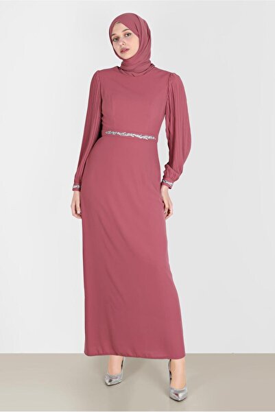 Alvina KOLLARI PİLİSELİ TAŞ İŞLEMELİ ELBİSE 42592