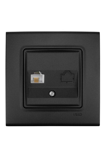 VİKO Linnera Life Gece Siyahı Tekli Data Cat-6 Internet Prizi Çerçeveli - 904...