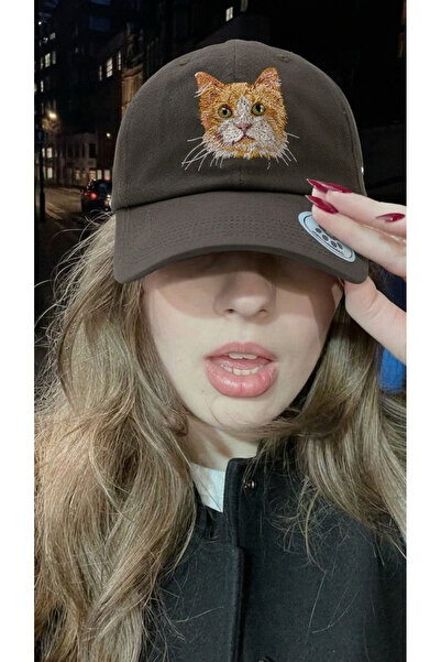 Trampoline Yellow Cat Nakışlı Şapka - Hayvan Figürlü Şapka