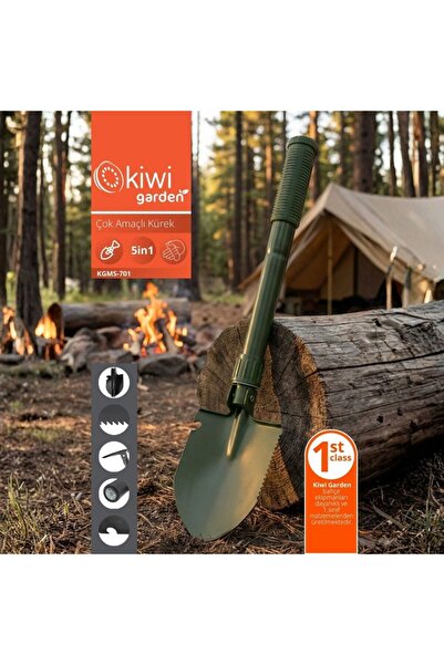Kiwi Garden KGMS-701 Çok Amaçlı Katlanır Kürek Kamp Bahçe Kullanımı Kaymaz Sap