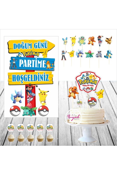 Genel Markalar Pokemon Doğum Günü Masa Maketi Pasta Süsü Seti