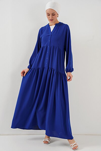 Hiccup Bdart V-Neck Buttoned Relaxed Fit Maxi Dress