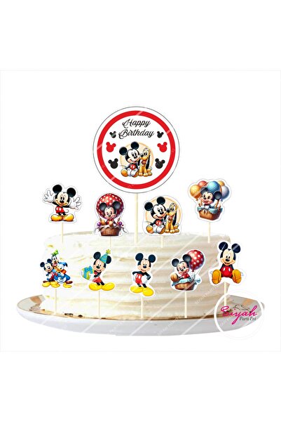 Generic Brand Red Mickey Mouse Cake Decoration 10 Pcs