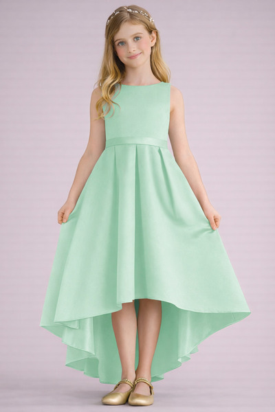 nsmkidslife Fusta asimetrică verde mentă pentru fete, detaliată, simplă, eleg...