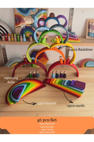 kırtkırt ahşap Kirtkirt Wood |   Waldorf Gokkusagi Set |   46 Pieces |   0-6 Years Old |   29 cm