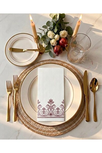 nevastore Aura Bordo Desenli SoftTouch Dokulu Kağıt Peçete 50'li Paket