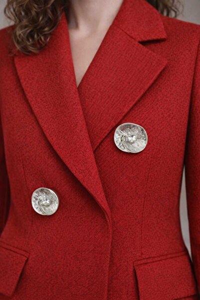 beyna aksesuar Silver Plated Metal Button 3 cm with Crystal Stone 1 Pack 3 Pi...