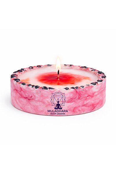 Dad&Children Home Muladhara Kök Çakra Mumu - Doğal Taşlı El Yapımı Premium Mum