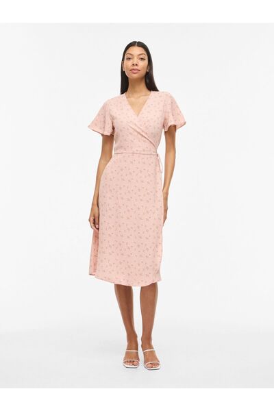 VILA Kleid mit V-Ausschnitt VILOVIE Kurzärmeliges