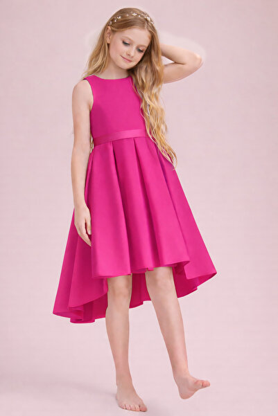 nsmkidslife Φούξια Κομψό Κοντό Ασύμμετρο Κοριτσίστικο Φόρεμα - Για Γενέθλια Μ...