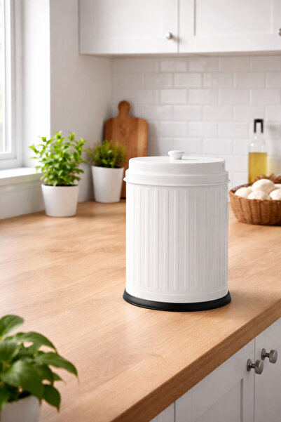 Yufira Life Tezgah Üstü Kapaklı İç Kovalı Vintage Model Beyaz Çöp Kovası – Ma...