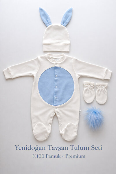 jr.bunnies Jr. Bunnies Rabbit Newborn Jumpsuit Set 0-3 Months 100% Cotton Bab...