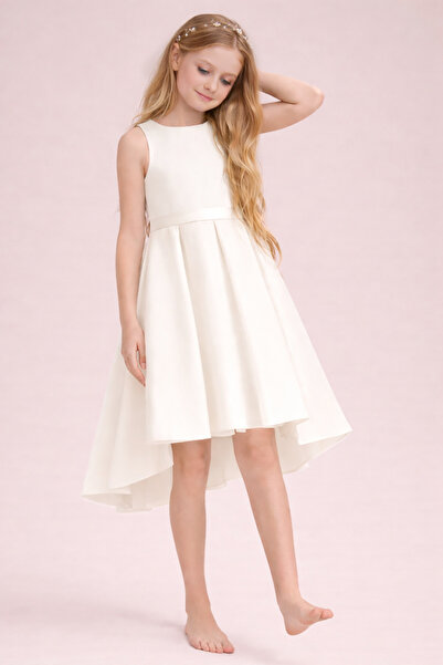 nsmkidslife Rochie scurtă asimetrică pentru fetiță, ecru, pentru balul de ani...