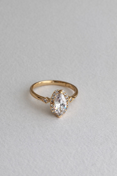 Owentis Çelik Rose Gold Oval Pırlanta Kesim Milera Yüzük -kararma yapmaz-