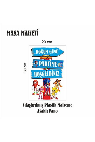 SİYAH PARTİ EVİ Sonic Boom Doğum Günü Masa Maketi / Pasta Süsü Seti