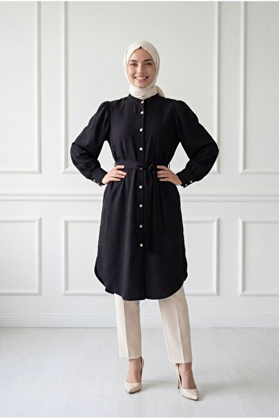 MİHRA STORE Ντατγκά Τούνικ με Δέσιμο και Σκίσιμο - ZŞ1000 Μαύρο