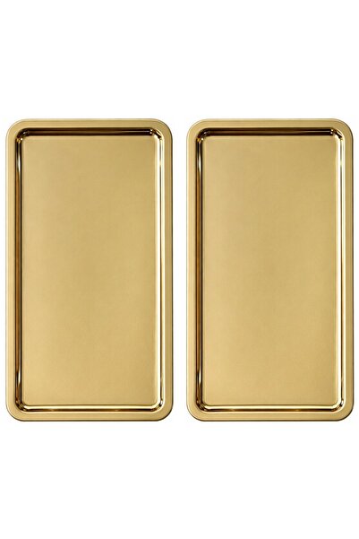 Kitchen Design Lab Paslanmaz Çelik Gold Renk Dikdörtgen Geniş Metal Düz Sunum...