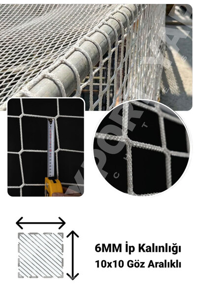 EXPORTYAPI Güvenlik Filesi – 10 Cm Gözenek – 6 Mm İp – Balkon Filesi – İnşaat...